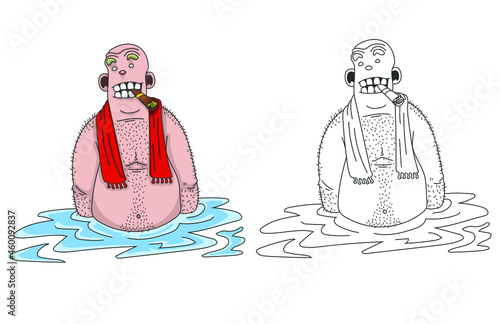 Bourgeois au cigare qui prend un bain
