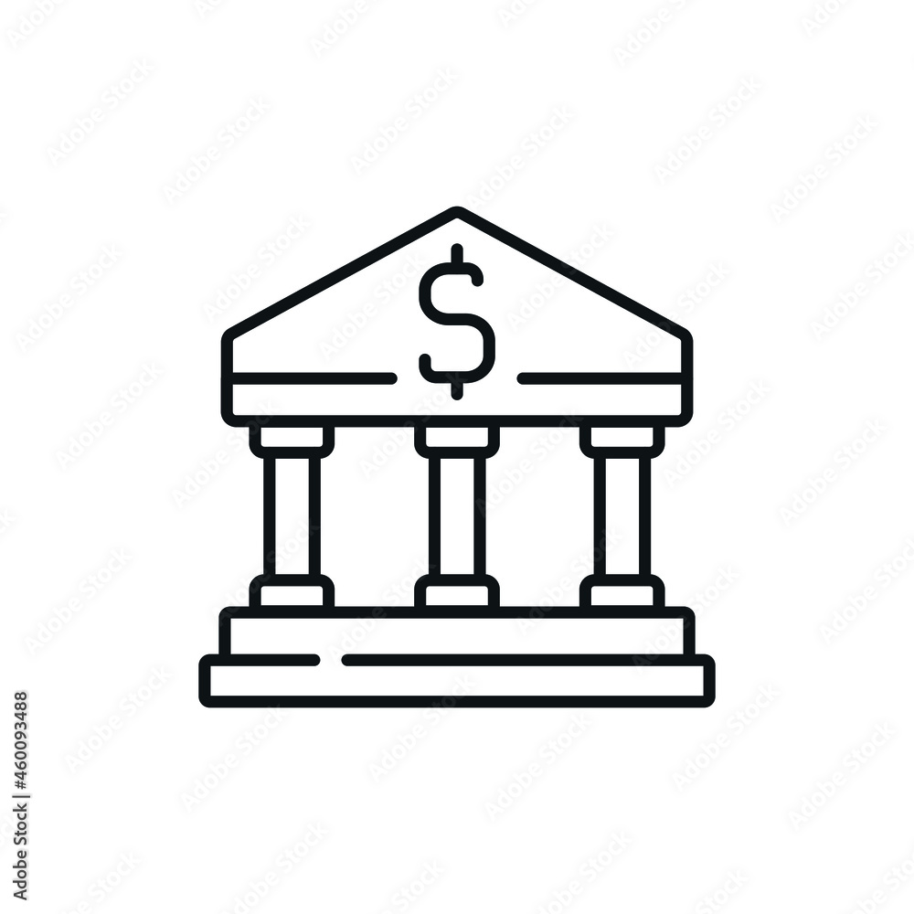 Bank building linear icon. Thin line customizable illustration. Vector isolated outline drawing. Editable stroke Bank building linear icon. Thin line customizable illustration. Vector isolated outline drawing. Editable stroke