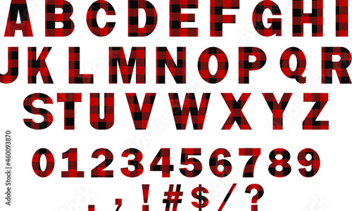 Vector of the buffalo plaid alphabet