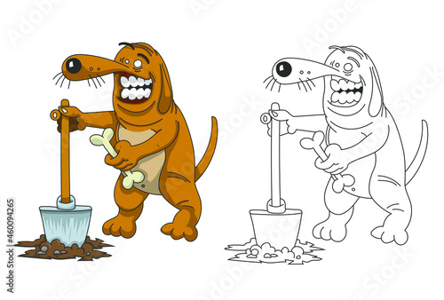 Chien qui enterre un os