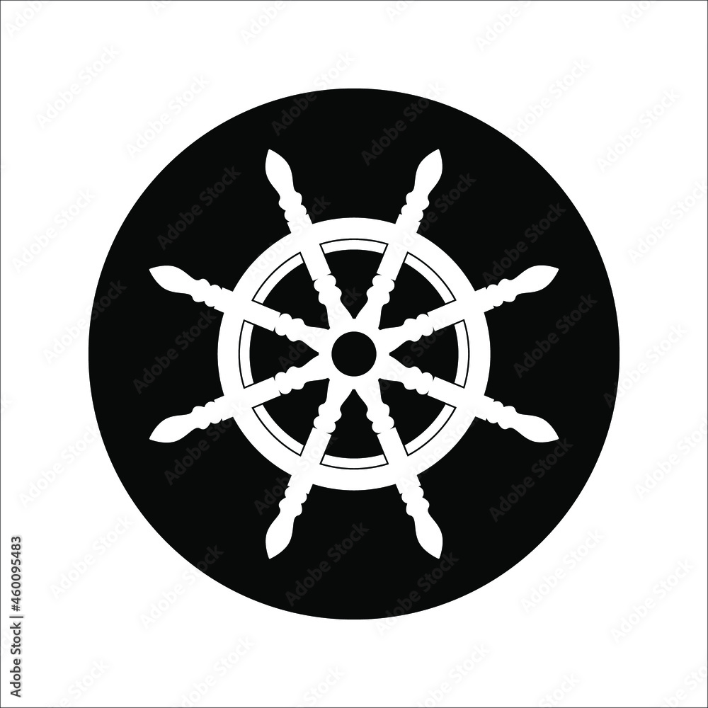 Steering Wheel Captain Boat Ship Yacht Compass Transport icon vector illustration on white background. eps 10