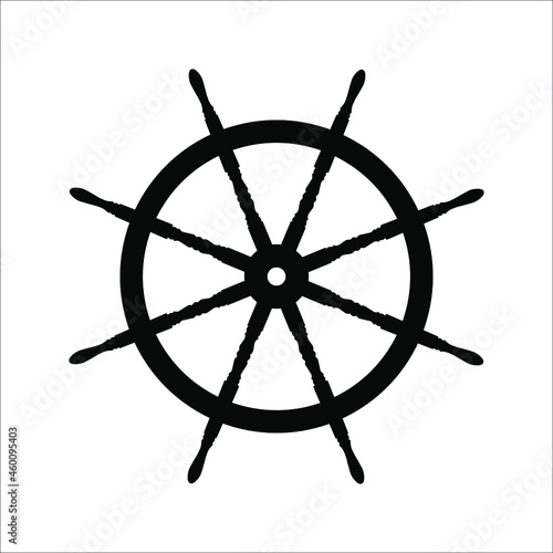 Steering Wheel Captain Boat Ship Yacht Compass Transport icon vector illustration on white background. eps 10