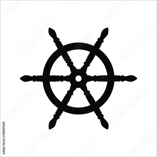 Steering Wheel Captain Boat Ship Yacht Compass Transport icon vector illustration on white background. eps 10