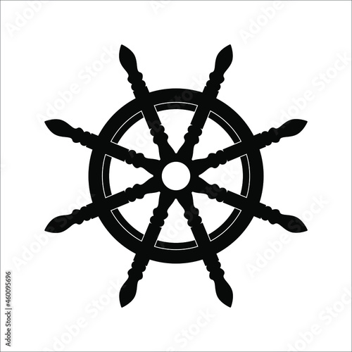 Steering Wheel Captain Boat Ship Yacht Compass Transport icon vector illustration on white background. eps 10