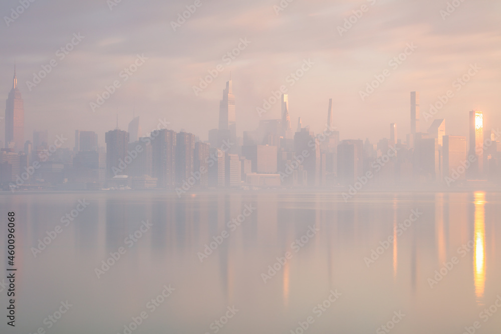 Midtown Manhattan view on a foggy morning 