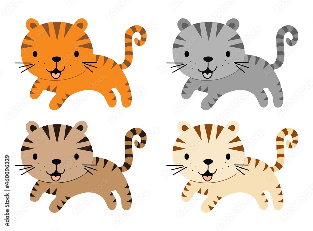 vector cute cat or tiger animal characters
