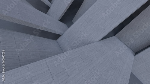 3d rendering architectural interior background concrete wall geometric shapes