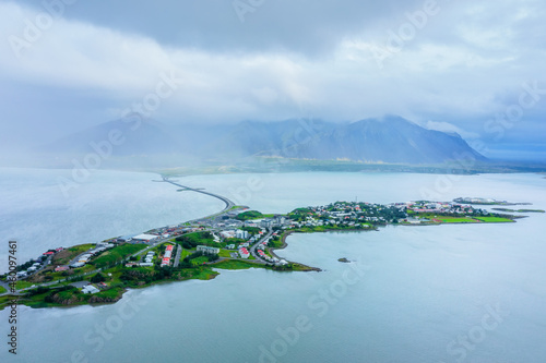 Wallpaper Mural Aerial view on Borgarnes and mountains in the distance Torontodigital.ca