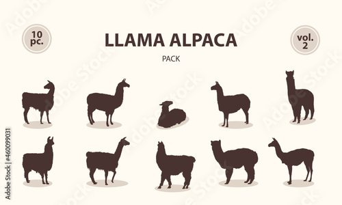 Llama and alpaca silhouette pack vol. 2 © vectourier