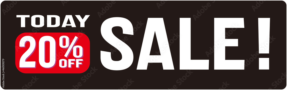 A banner sign that says today sale 20% off A banner sign that says today sale 20% off