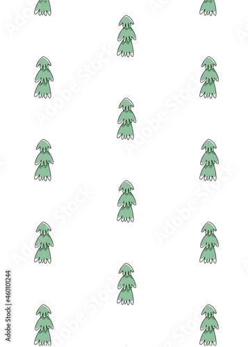 Vertical greeting card for Christmas in a minimal style with Christmas trees. Vector illustration in hand drawn style