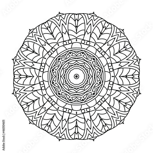 Abstract circular pattern with many details and geometry elements in form of mandala. Vector illustration for coloring book, henna, mehndi, decoration, fabric, wall interior, cloth