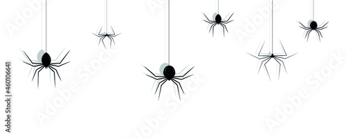 Silhouette of set black spiders for Halloween, Spider icons set. Simple set of spider vector icons for web design on white background