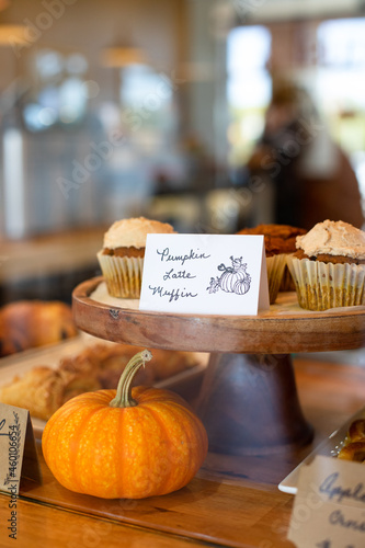 Pumpkin latte muffins on display