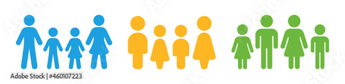 Family icon set in colourful design.