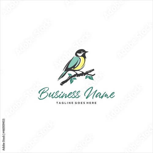 Finch Bird Logo Design Vector Image