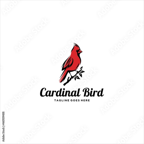 Cardinal Bird Red Logo Design Vector Image