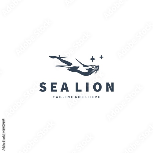 Sea Lion Logo Design Vector Image