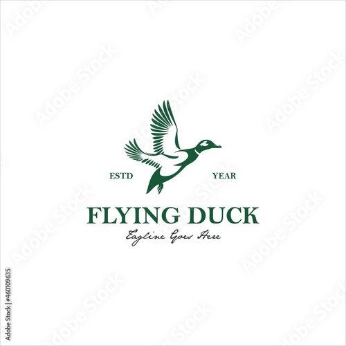 Vászonkép Duck Mallard Waterfowl Flying Logo Design Vector Image