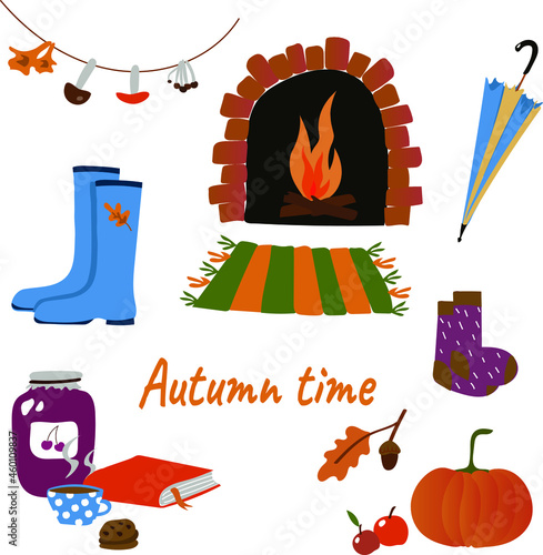 autumn icons set, cosiness and warm
