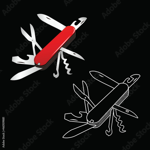 folded knife tool vector design