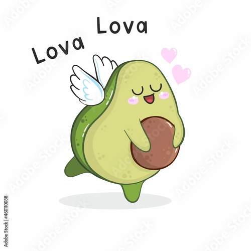 Vector illustration of cartoon dancing avocado