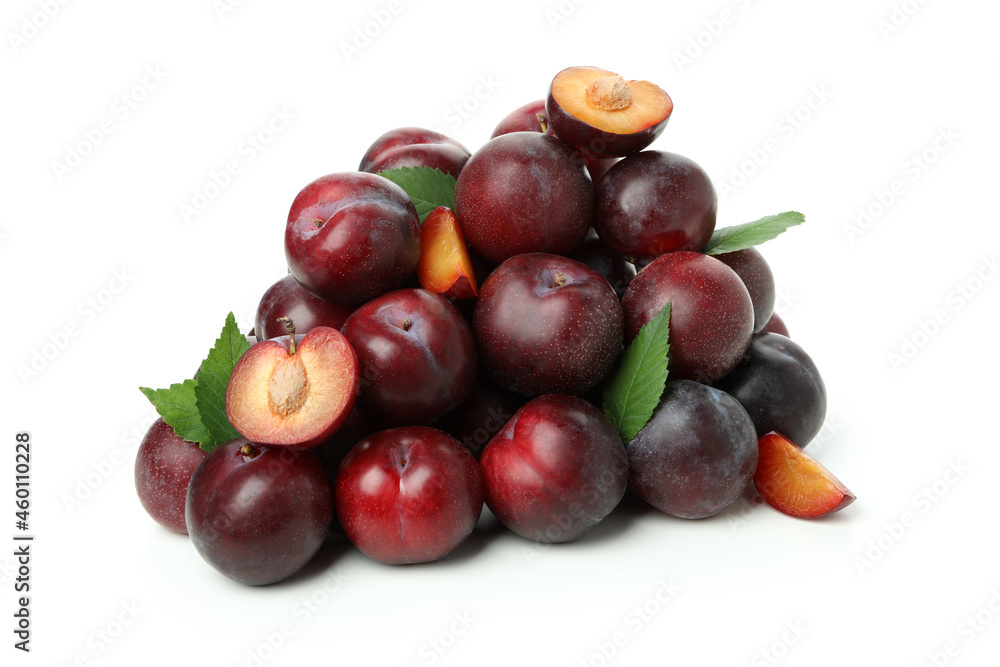 Bunch of plums, isolated on white background Bunch of plums, isolated on white background