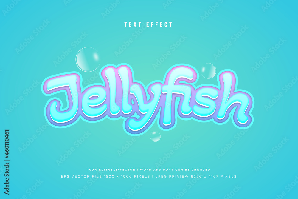 Jellyfish 3d text effect on tosca background