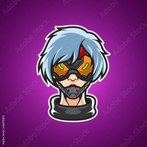 CYBER GIRL HEAD MASCOT LOGO