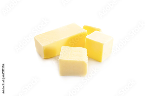 Butter slices isolated isolated on white background