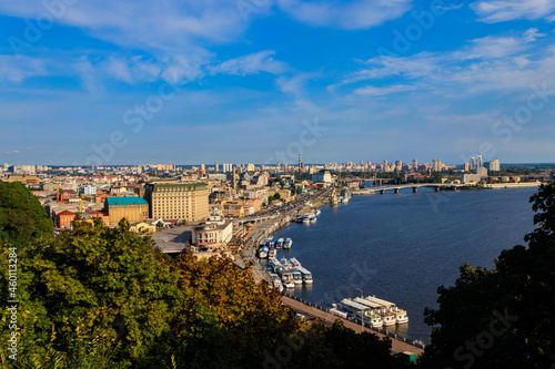 View of the Dnieper river and Kiev cityscape, Ukraine