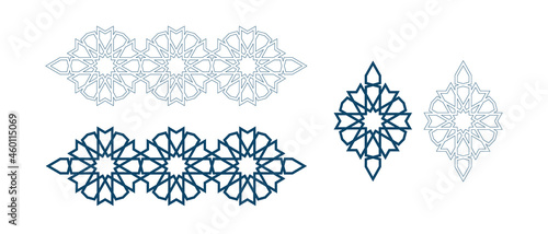 Set of templates for arabic luxury bijouterie isolated on white background. Vector illustration.