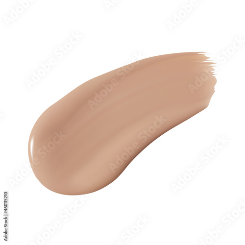 Foundation cream texture, liquid cosmetic smear. Cosmetic base stroke Facial blush tone, beige paint swatch. Fluid gel splash, realistic decoration, face skin lotion product