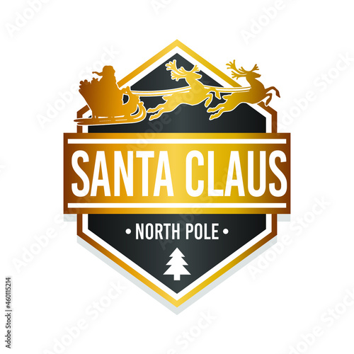 Santa Claus North Pole Badge Icon Seal. Illustration Vector Stamp Design. Christmas Vintage Retro Style Insignia.