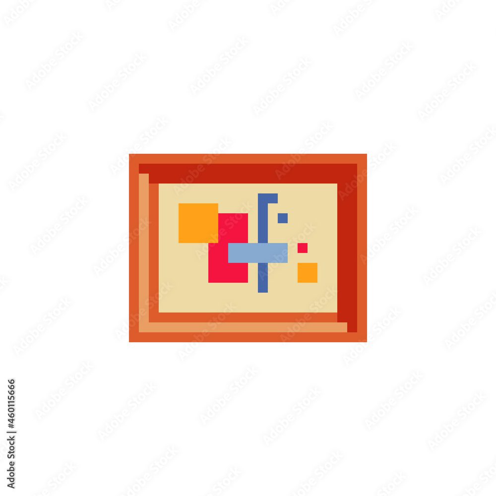 Abstract picture frame on the wall. Pixel art icon. Vector template. 8-bit. Isolated illustration. Abstract picture frame on the wall. Pixel art icon. Vector template. 8-bit. Isolated illustration.