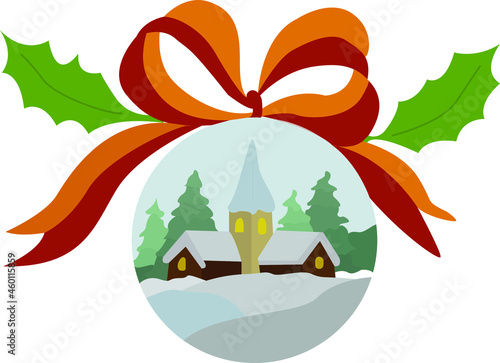 snow ball with many christmas tree and snow