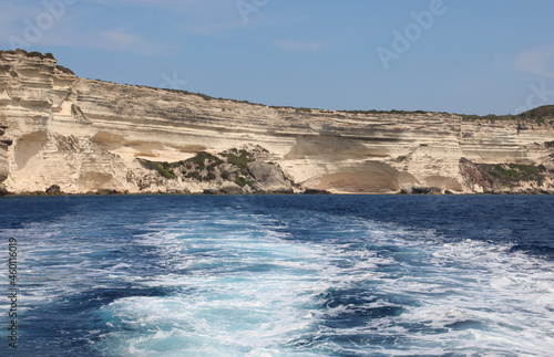 white cliff in the Corsica island of France seen from the mediterranean sea