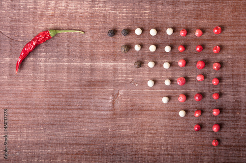 Wallpaper Mural A kind of hot pepper that lies on the table. Spices and seasonings laid out on the table Torontodigital.ca