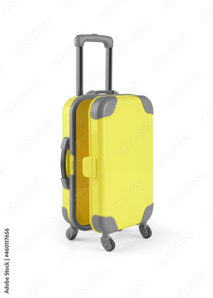 Toy travel suitcase isolated on white background