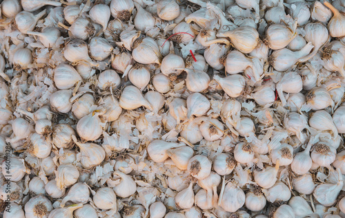 Selling garlic at rural market