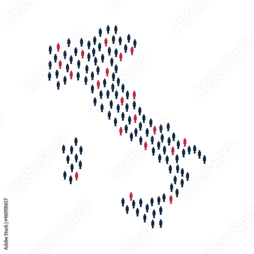 Silhouette formano l'Italia con capoluoghi