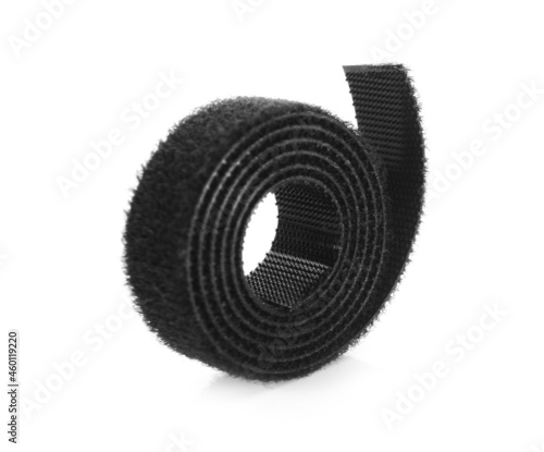 Velcro tape in a roll closeup on a white background