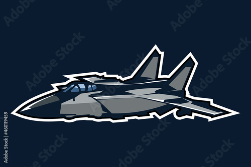Soviet Union and Russian cold war supersonic fighter jet icon vector illustration. 