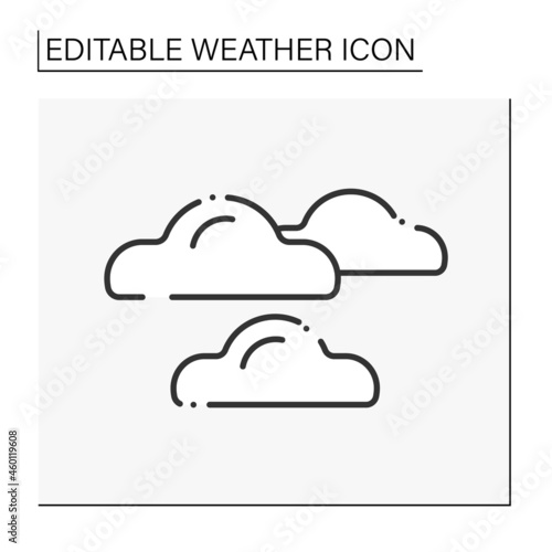 Cloudy line icon. Sky covered by clouds. Overcast weather. Partly cloudy. Weather forecast. Weather concept. Isolated vector illustration. Editable stroke