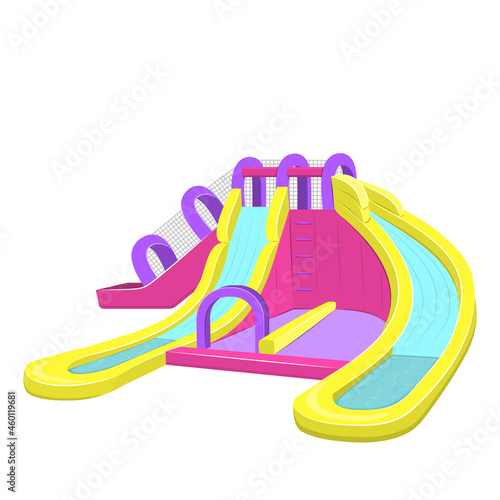 Vector illustration of inflatable slides isolated on white background.