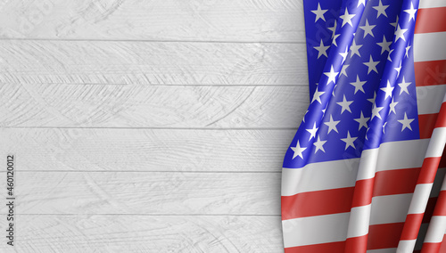 Mockup of boards and the USA flag. 3d render.