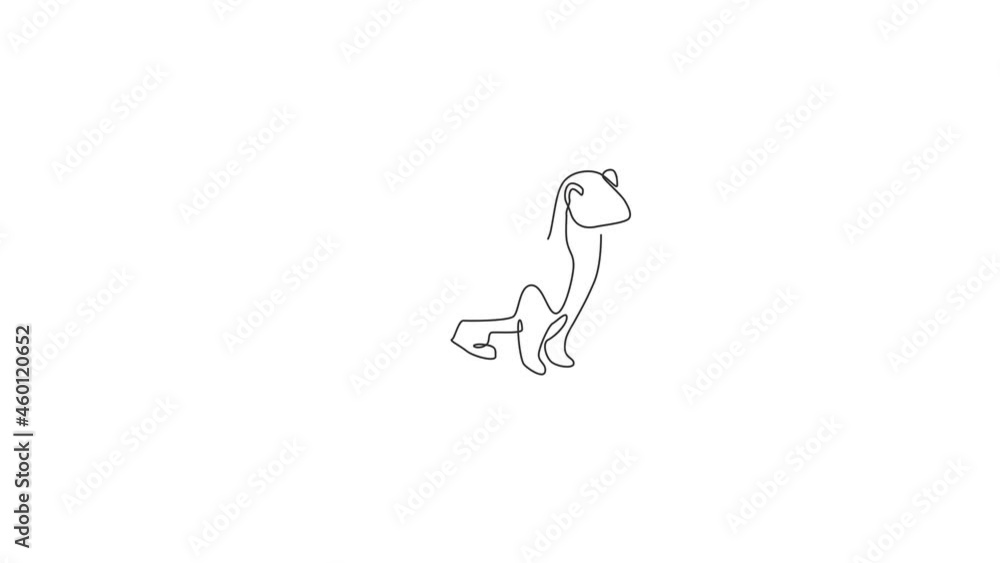 Animated self drawing of continuous line draw adorable weasel for company logo identity. Little mammal predator mascot concept for national conservation park icon. Full length one line animation. Animated self drawing of continuous line draw adorable weasel for company logo identity. Little mammal predator mascot concept for national conservation park icon. Full length one line animation.