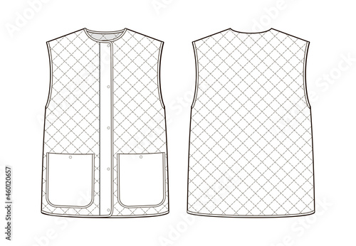 Fashion technical drawing of quilted vest