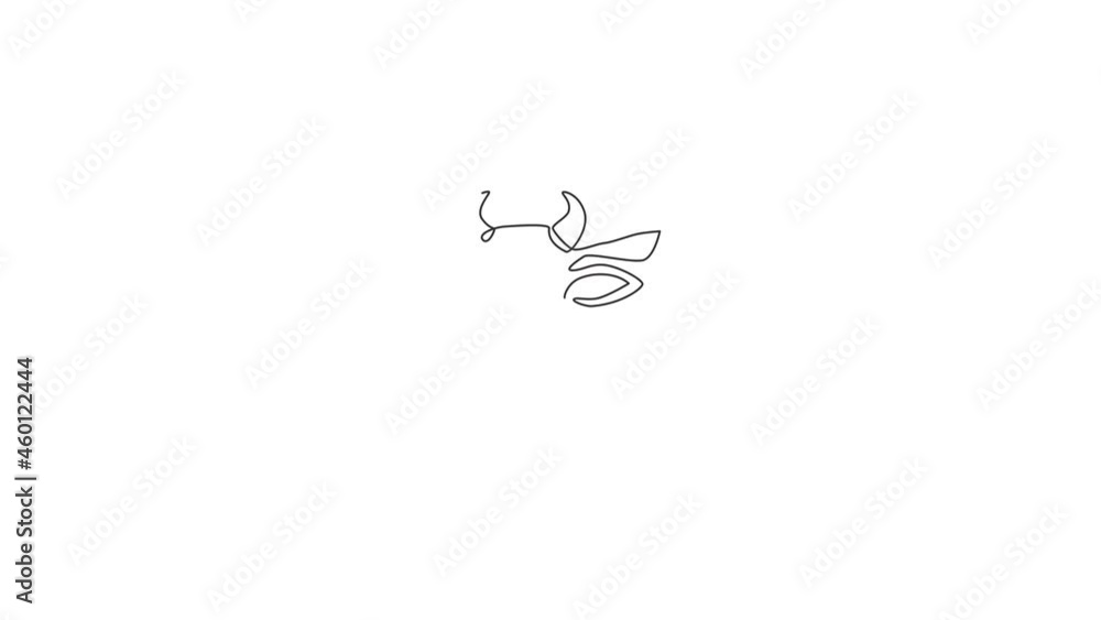 Animated self drawing of one continuous line draw sturdy cow head for agriculture logo identity. Mammal animal mascot concept for farming icon. Full length single line animation illustration. Animated self drawing of one continuous line draw sturdy cow head for agriculture logo identity. Mammal animal mascot concept for farming icon. Full length single line animation illustration.