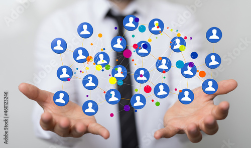 Wallpaper Mural network holding in hand 3d connection data Torontodigital.ca